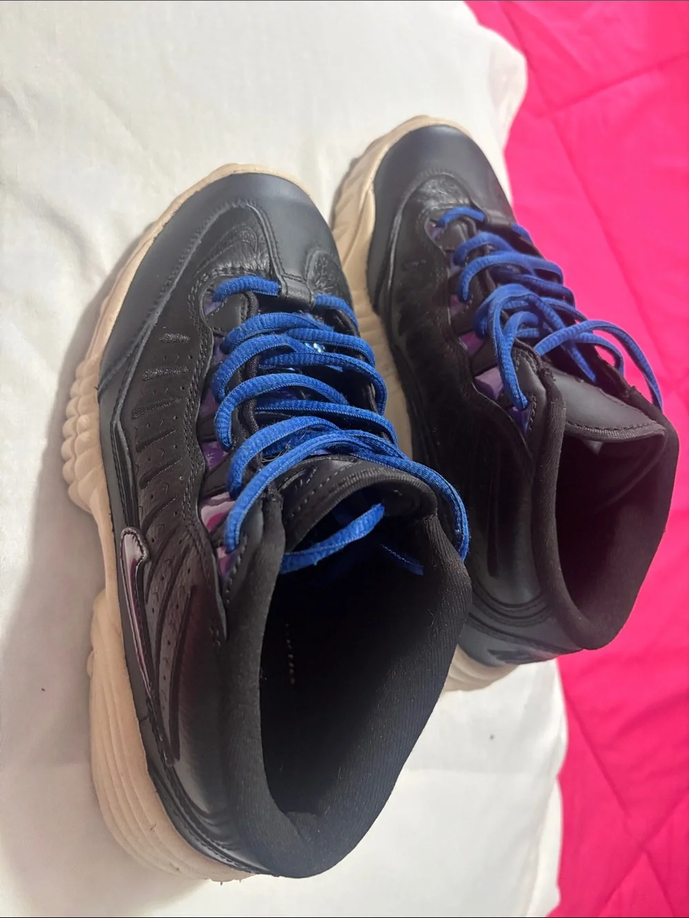 Nike Kids Black Sneakers with Blue Laces and Cream Soles